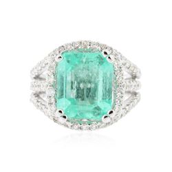 14KT White Gold 5.58 ctw Emerald and Diamond Ring