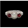 Image 2 : 14KT White Gold 0.84 ctw Ruby and Diamond Ring