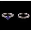 Image 2 : 1.33 ctw Tanzanite and Diamond Ring Set - 14KT White Gold