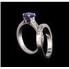 Image 3 : 1.33 ctw Tanzanite and Diamond Ring Set - 14KT White Gold