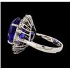 Image 3 : 11.09 ctw Tanzanite and Diamond Ring - 14KT White Gold