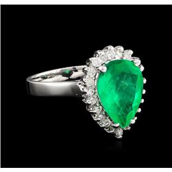 3.01 ctw Emerald and Diamond Ring - 14KT White Gold