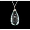 Image 2 : 127.00 ctw Aquamarine and Diamond Pendant With Chain - 14KT White Gold