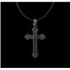 0.45 ctw Black Diamond Pendant and Rubber Cord - 18KT White Gold