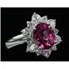 Image 2 : 2.82 ctw Pink Tourmaline and Diamond Ring - 14KT White Gold