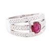 Image 1 : 1.50 ctw Ruby And Diamond Ring - 14KT White Gold