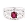 Image 2 : 1.50 ctw Ruby And Diamond Ring - 14KT White Gold