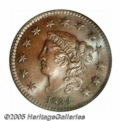 1834 1C Small 8, Large Stars, Medium Letters MS67