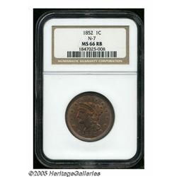 1852 1C MS66 Red and Brown NGC. N-14, R.1, LDS. A