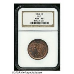 1854 1C MS67 Red and Brown NGC. N-12, R.2. Bright