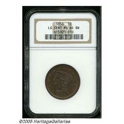 1856 1C Upright 5 MS64 Brown NGC. N-6, R.1. An ea