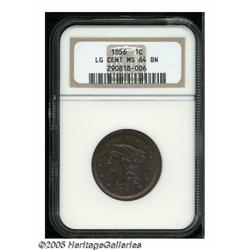 1856 1C Upright 5 MS64 Brown NGC. N-14, R.1. A lu