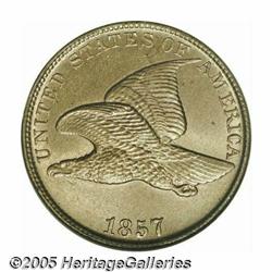 1857 1C MS65 NGC. Fully struck with even golden-t