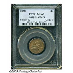 1858 1C Large Letters MS63 PCGS. Well struck with