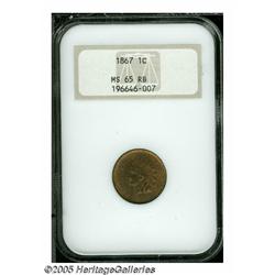 1867 1C MS65 Red and Brown NGC. Wholly original a