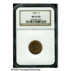 1869 1C MS65 Red and Brown NGC. Well struck and l