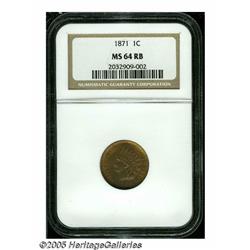 1871 1C MS64 Red and Brown NGC. A bright green-go