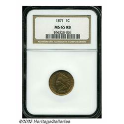 1871 1C MS65 Red and Brown NGC. Sharply struck an