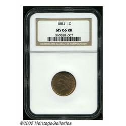 1881 1C MS66 Red and Brown NGC. Well struck with 