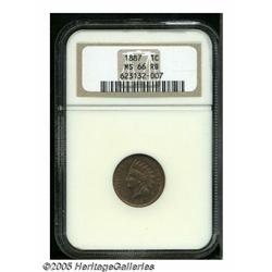 1887 1C MS66 Red and Brown NGC. Well struck excep