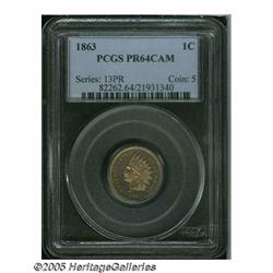 1863 1C PR64 Cameo PCGS. The design features are 