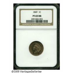 1869 1C PR65 Red and Brown NGC. Fully struck with