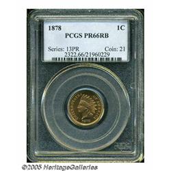 1878 1C PR66 Red and Brown PCGS. Razor-sharp with
