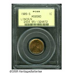 1909-S 1C MS65 Red PCGS. A lustrous older holder 