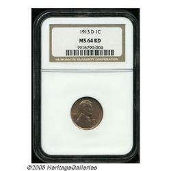 1913-D 1C MS64 Red NGC. Well struck and lustrous,
