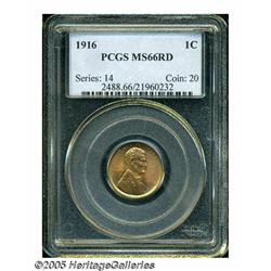 1916 1C MS66 Red PCGS. Sharply struck and highly 