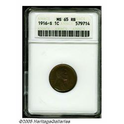 1916-S 1C MS65 Red and Brown ANACS. Beautifully t