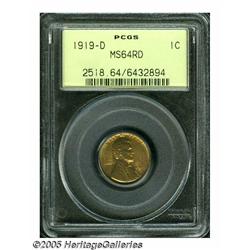 1919-D 1C MS64 Red PCGS. A boldly struck olive-go