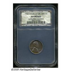 1955/55 1C Doubled Die AU Details, Improperly Cle