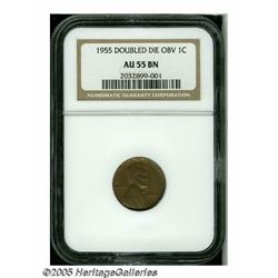 1955/55 1C Doubled Die AU55 NGC. A lovely example