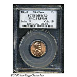 1956-D 1C MS66 Red PCGS. FS-022. RPM-8. A faint b