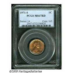 1971-S 1C MS67 Red PCGS. Highly lustrous with blu