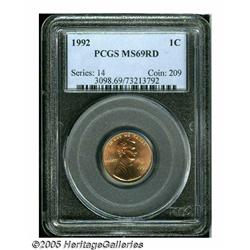 1992 1C MS69 Red PCGS. A Superb, glassy Gem with 