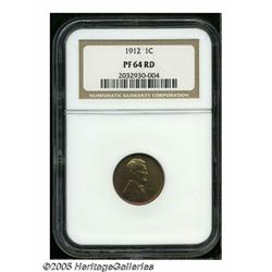1912 1C PR64 Red NGC. Lustrous matte-like surface