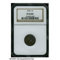 1916 1C PR65 Brown NGC. Fully struck, with both s