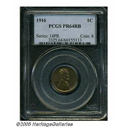 1916 1C PR64 Red and Brown PCGS. Crisply detailed