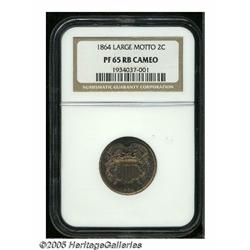 1864 2C Large Motto PR65 Cameo NGC. A nicely refl