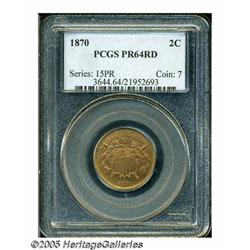 1870 2C PR64 Red PCGS. Well struck with beautiful