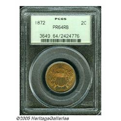 1872 2C PR64 Red and Brown PCGS. Bright golden-or