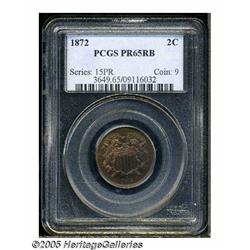 1872 2C PR65 Red and Brown PCGS. Light golden-bro