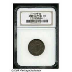 1873 2C Open 3 PR63 Brown NGC. A well struck repr