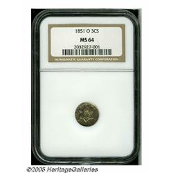 1851-O 3CS MS64 NGC. A virtual Gem of this popula