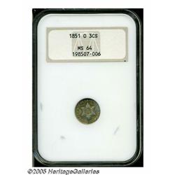 1851-O 3CS MS64 NGC. A coin of enduring popularit