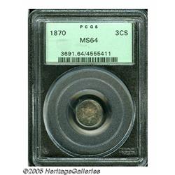 1870 3CS MS64 PCGS. Struck from a mintage of just