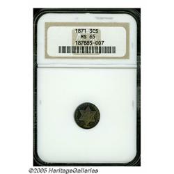 1871 3CS MS65 NGC. Only 3,400 business strikes we