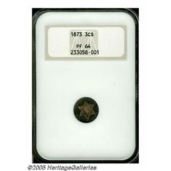 1873 3CS PR64 NGC. Splotchy iridescent cobalt-blu